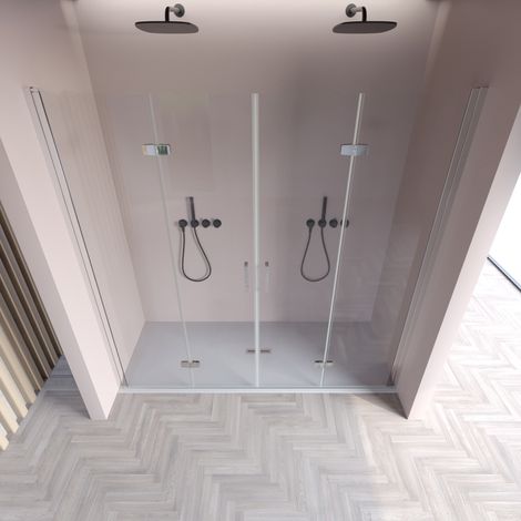 Porta doccia pieghevole ingresso centrale h195cm 6mm rea, misura 125 (1/5)