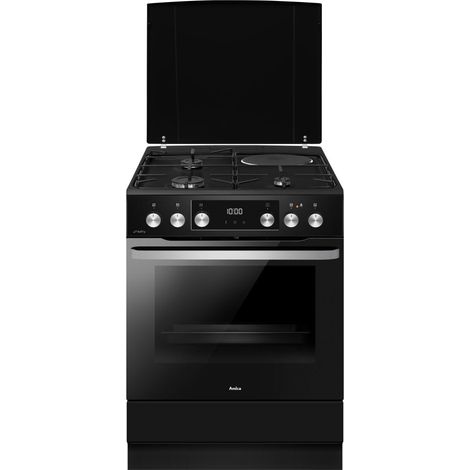 Amica – Cuisinière mixte 4 foyers – Plaque mixte – Convection multifonction – Nettoyage pyrolyse – Classe énergétique A+ – Volume 77L