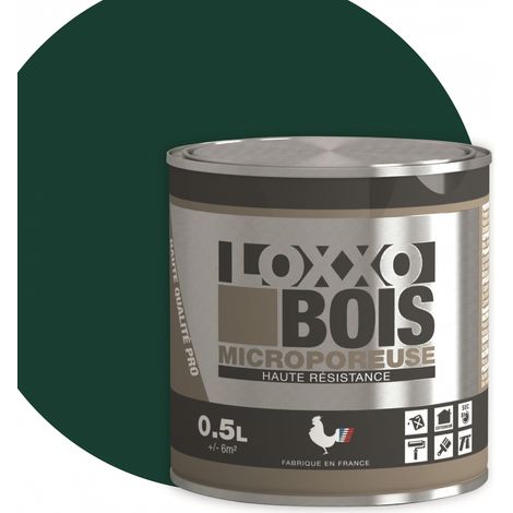 Peinture bois glycéro microporeuse satinée 0,5L – Haute résistance UV – Intérieur et extérieur – Couleur vert basque – Loxxo (1/4)