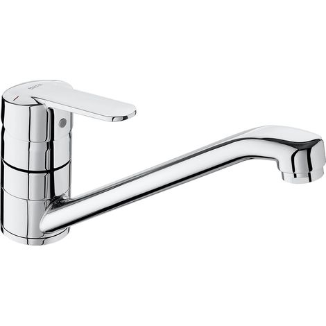 Roca – Mitigeur de cuisine bec fondu chrome – Hauteur sous bec 200mm – Finition métal brillante – Forme du bec courbée – Pour usage professionnel
