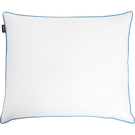 Oreiller Bas Rembourré en Plumes et Duvet de Canard 80 x 80 cm Housse en Coton Blanc Aneto