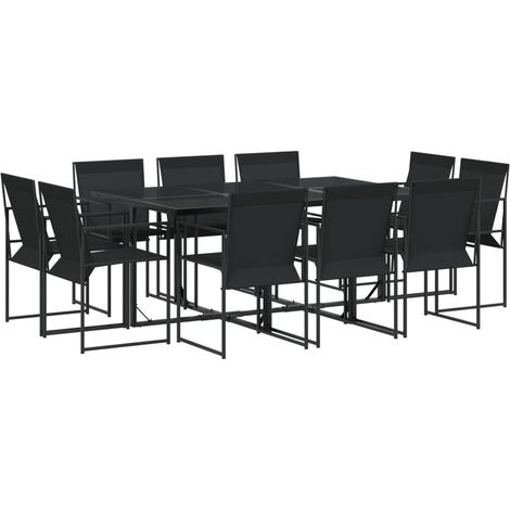 Maison Exclusive - 11-tlg. Garten-Essgruppe Schwarz Textilene