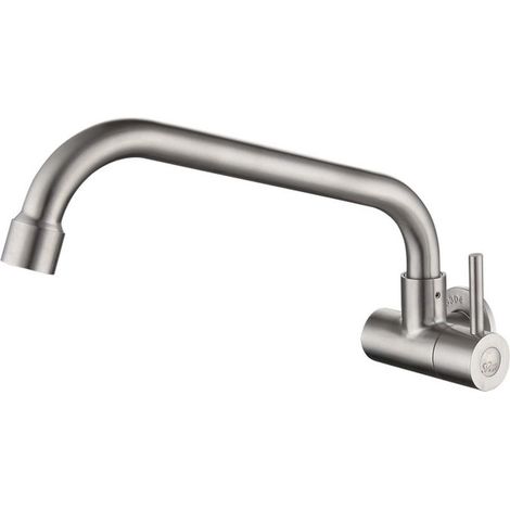 Robinet simple froid mural étendu vadrouille piscine balcon lavabo vadrouille piscine tête anti-éclaboussures, 21 cm, argent (1/4)