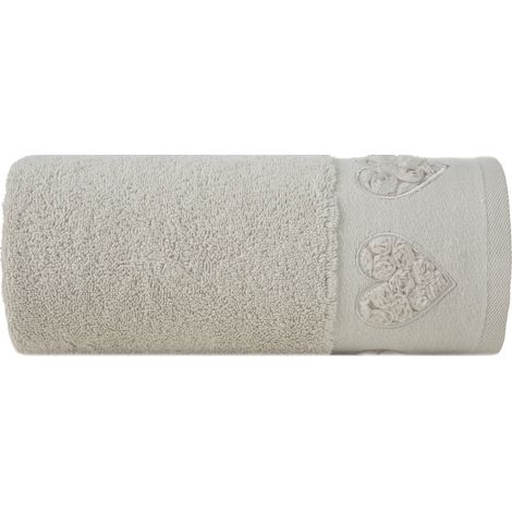 EUROFIRANY Saugfähiges Handtuch Kamila mit Herzen 50x90cm 100% Baumwolle Grau