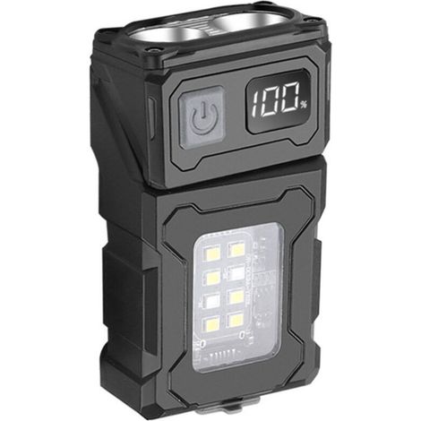 Lampe de travail haute intensité avec affichage numérique COB+LED, rotation à 180°, charge magnétique, mode veille, avertissement et lampe torche d'urgence (1/4)