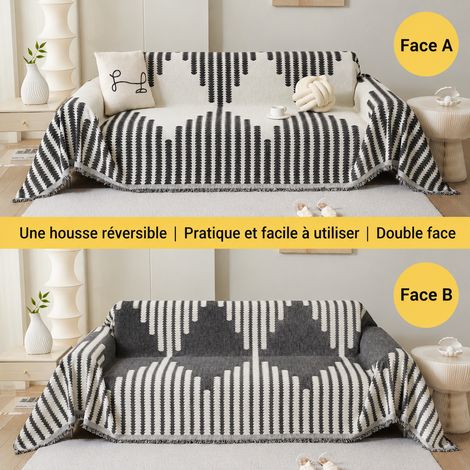 Housse jeté de canapé chenille noir Shiyi 180130cm adapté aux petits fauteuils 1 place 50 × 30 × 8 cm 900 g – Livraison gratuite (1/5)