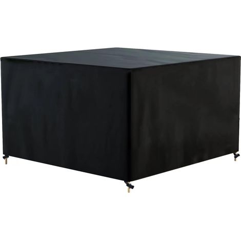 Garden Furniture Cover Waterproof Heavy Duty 420D Oxford Fabric Windproof Anti-UV Outdoor Patio Table Cover Square Black 160x160x71cm