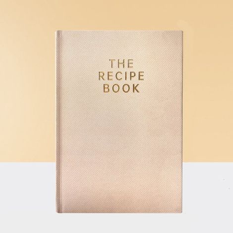 Carnet de recettes pour vos propres créations. Livre de cuisine/journal familial relié, format A5. Planificateur de recettes à personnaliser. Beige. (1/5)