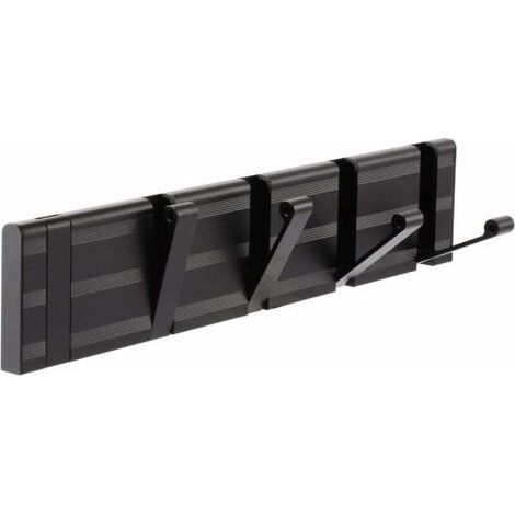 Porte Manteau Mural Pliant, Noir Patere Murale Intensif avec 5 Crochets, Patere Porte Manteau Modernes en Métal pour Salle de Bain, Chambre, Entrée (1/5)