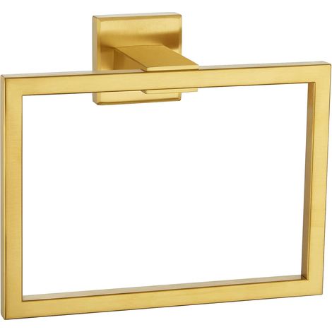 Handtuchstange in gebürstetem Gold, quadratischer Handtuchring aus Edelstahl SUS304 mit einem Winkel, wandmontierte Handtuchstange für das Badezimmer (gebürstetes Gold)