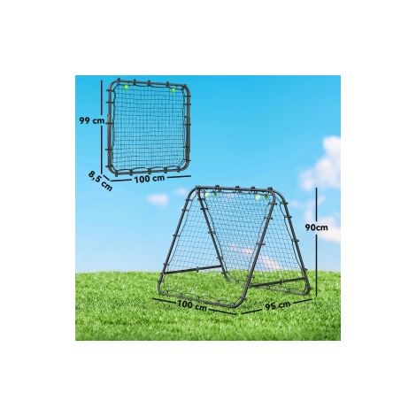 Rebondisseur de football noir en acier avec renvoi double face et angle réglable sur 5 niveaux pour jardin et terrain (1/5)