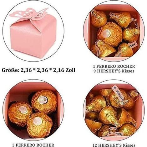 Gastgeschenkbox für Hochzeiten – Rosa Schmetterling – 50 Stück – Perlmuttpapier – Romantischer Stil (1/3)