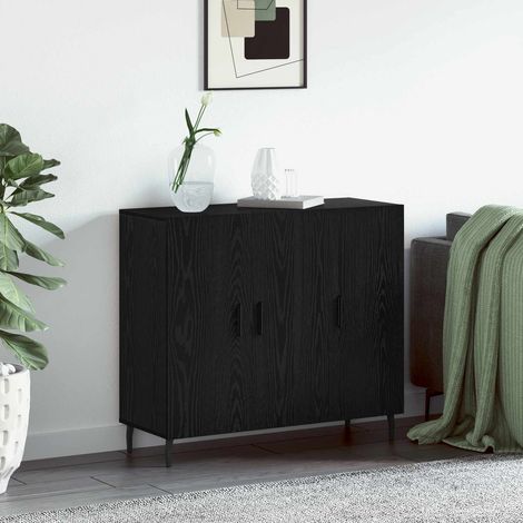 vidaXL Buffet Chêne noir 90 x 34 x 80 cm Bois d'ingénierie (1/5)