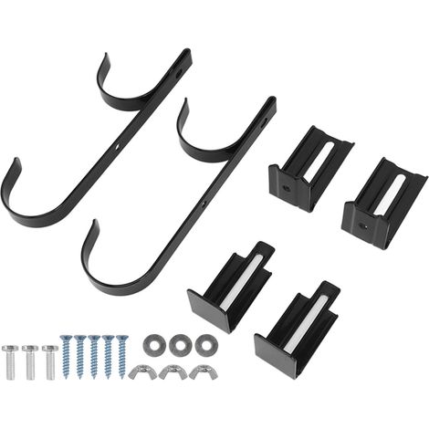 Crochets muraux double réglables lourds pour perche de piscine, noir, fixation clôture extérieure (1/5)