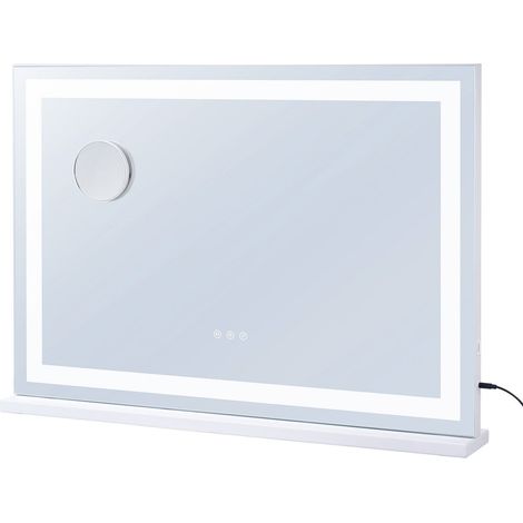 Miroir de maquillage lumineux 3 couleurs avec port USB, fixation murale ou de bureau, 80 x 55,1 cm (1/5)