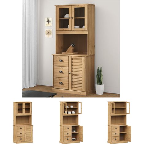 The Living Store - Highboard VIGO 78x40x175 cm Massivholz Kiefer (1/5)