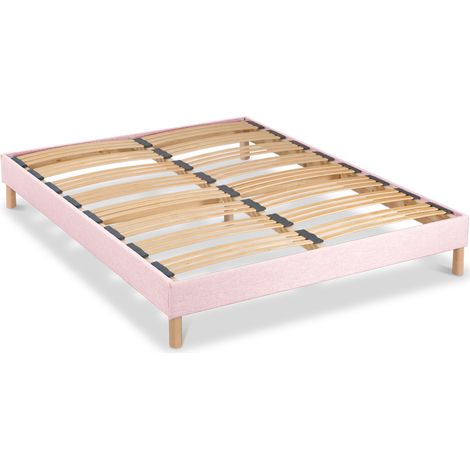 BELLECOUR LITERIE Sommier à lattes en bois LUMIERE 140x190 cm Coloris Rose Livré en kit (1/4)
