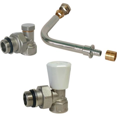 Kit raccordement radiateur avec robinet manuel - PER à sertir Ø16 - Somatherm (1/2)