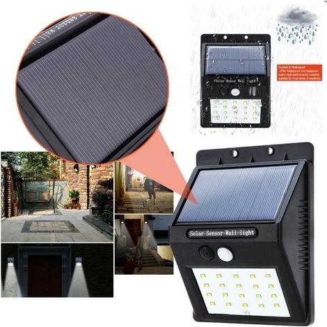 Faro/Faretto/Crepuscolare con sensore di movimento e pannello solare 20 led