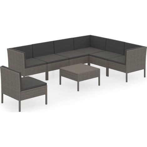 Maison Exclusive - 8-tlg. Garten-Lounge-Set mit Auflagen Poly Rat