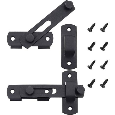 Lot de 2 verrous de porte coulissante en acier inoxydable, loquet à bascule, noir mat, 100 mm – DELKEVIC
