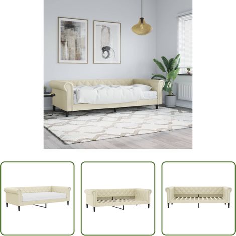 vidaXL Couchbett - Tagesbett mit Matratze Creme 90x200 cm Kunstleder (1/5)