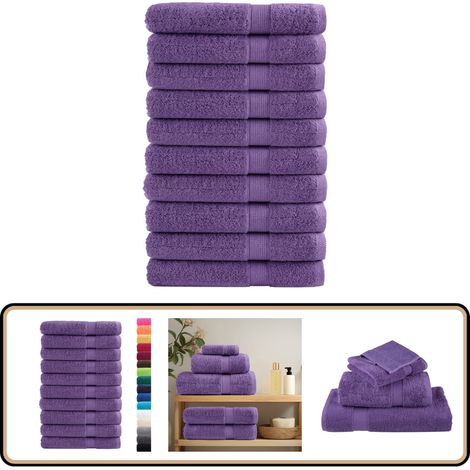 Serviettes de sauna de qualité supérieure SOLUND 10 pcs violet - Serviettes De Sauna - Serviettes De Bain - Serviettes En Coton - Serviettes Douces - Serviettes Absorbantes