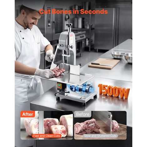 Scie à Os de Boucher Électrique Commerciale, Scie à Ruban pour Os Viandes 1500 W, pour Viande Congelée Porc Côtes Boucherie, Établi… (1/5)