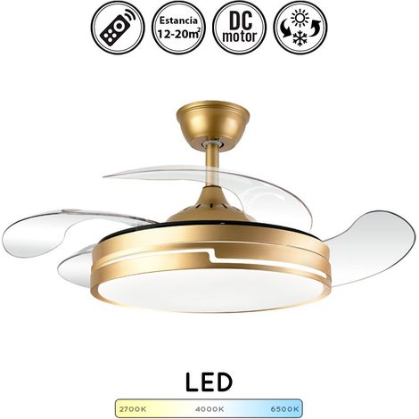 Ventilador de techo con luz silencioso DC con mando Bilake dorado 107 cm invierno-verano color luz regulable (1/3)