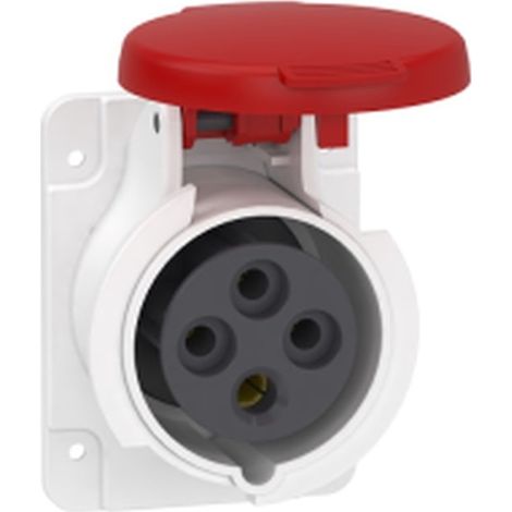 Toma embutir RECTO 16A 380V IP44 - SCHNEIDER con protección IP44 y 3 polos.