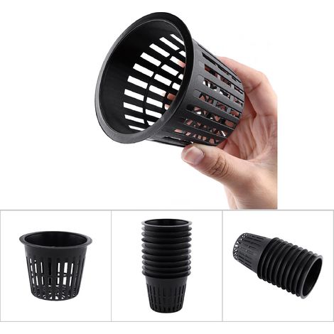 Set mit 10 robusten Netzkörben für die hydroponische Anzucht von Stecklingen (schwarz) (1/5)