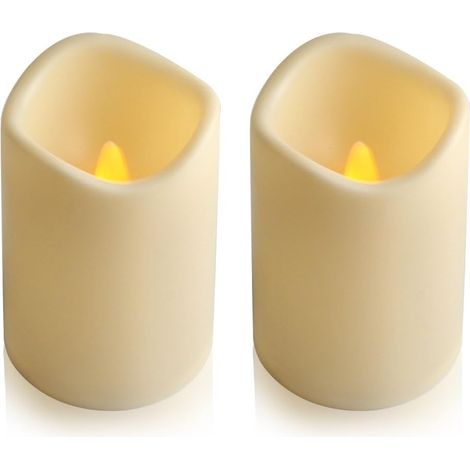 Set of 2 battery-operated, flameless LED tealight candles - 7.6 x 11.4 cm - Large size - 6-hour timer (1/5)
