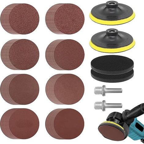 Dischi abrasivi da 125 mm, dischi abrasivi 40/60/80/120/180/240/320/600, disco smerigliatore con filettatura M14 per smerigliatrice angolare (1/5)