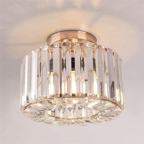 Plafonnier Semi-Affleurant,Lustre en Cristal Plafonnier Moderne, Plafonnier Encastré pour Porche Cuisine Chambre à Coucher Salon (1/5)