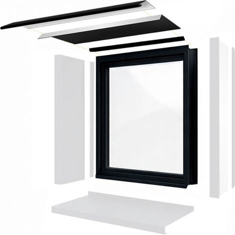 Habillage de linteau en aluminium pour encadrement de fenêtre ou porte - Largeur 1m - Prondeur 200mm - Noir foncé RAL9005 - ALUHOME