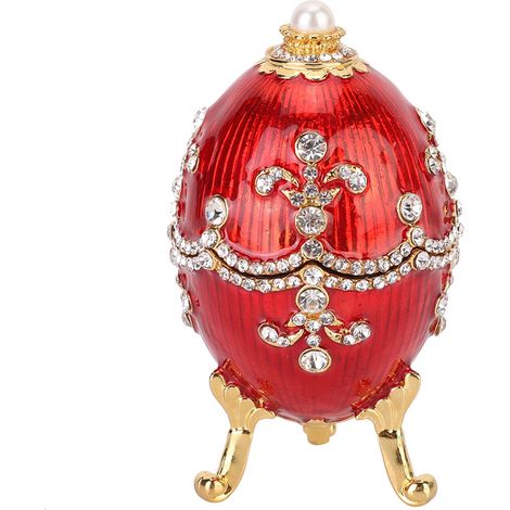 Coffret Bijoux Oeuf de Pâques Métal Doré Décor Bureau Maison Cadeau Boîte à Bijoux Artisanat Brillant (1/5)
