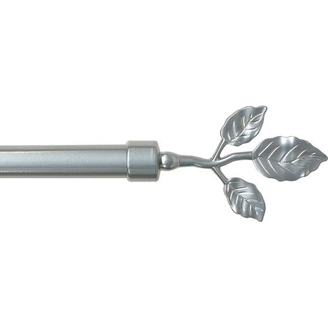 Bastone Tenda Ferro Estendibile Asta Scorritenda Anelli Foglie 120 210 cm - Grigio