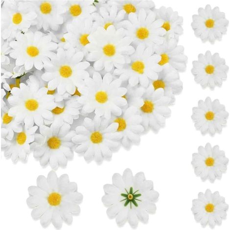 80 fleurs de marguerite artificielles, 4 cm, soie, pour loisirs créatifs, décoration intérieure et extérieure, mariage, Pâques, DIY (1/5)