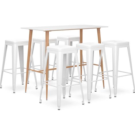 vidaXL Set de muebles de bar de 7 piezas blanco (1/5)