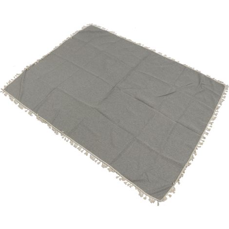 Nappe couvre-table rectangulaire décorative en fibre polyester avec franges dentelle pour maison restaurant hôtel gris clair 140x180 cm / 55.1x70.9 pouces (1/5)