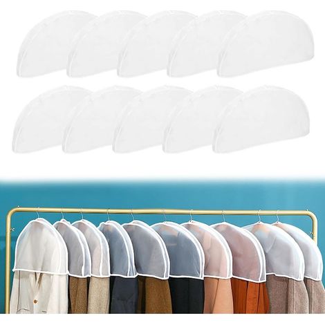 Lot de 10 Pièces Housses de Vêtements, Housse Costume, Lavable Housse Vetements à Suspendre, Transparent Résistant Poussière, Housse de Vetement Penderie pour Smokings, Blazers, Chemises, Jupes (1/5)