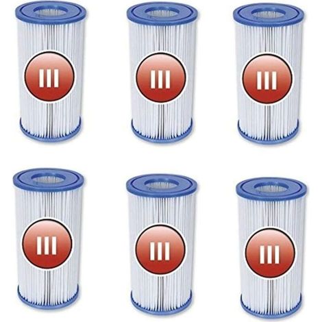 Pour cartouches filtrantes de piscine Bestway 58012 taille III - 6 pièces (1/4)