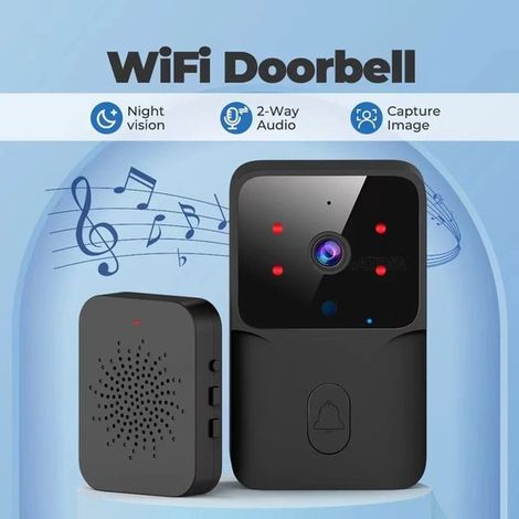 Kevil WLAN-Türklingel, kabellose HD-Türklingel für Smart Homes, schwarz (1/2)