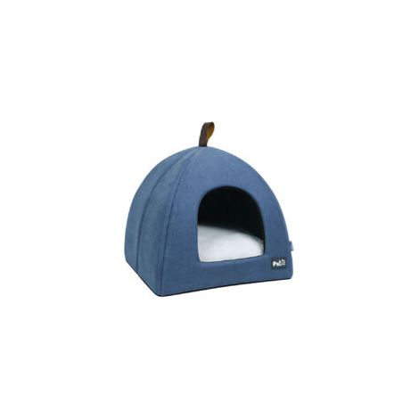 Igloo doux et chaud pour chat - Taille S - Bleu, intérieur polaire, idéal pour hiver et chats timides (1/5)