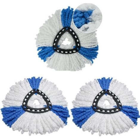 Tete De Balai Microfibre - 360° Rotation - Pour Serpilliere A Système Rotatif - 3 Unites (1/4)