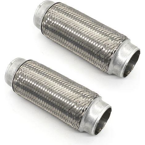Stainless Steel Flexible Exhaust Pipe, 51mm, 2 Pack, Universal Front Exhaust Pipe Auto Accessories, Universal Stainless Steel Flexible Exhaust Pipe