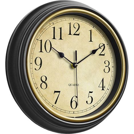 Horloge murale silencieuse de style vintage, sans tic-tac, décoration rustique pour la cuisine (1/4)