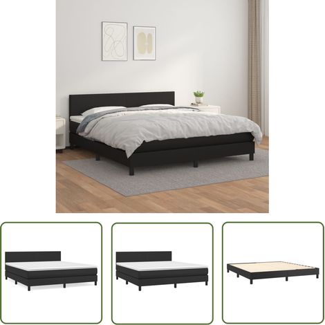 The Living Store Sommier à lattes de lit avec matelas Noir 160x200 cm - Lit Tapissier - Lit Double - Matelas Ressorts Ensachés - Literie - Chambre À Coucher (1/5)
