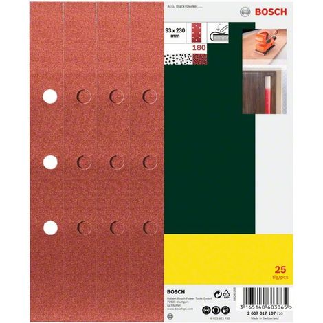Bosch Schleifblatt-Set für Schwingschleifer 25tlg. 8 Löcher (B+D) 93 x 230 mm 180 - 2607017107