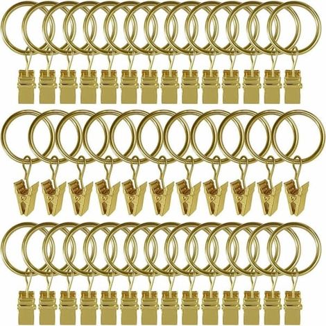 Ecleanfy - Lot de 30 anneaux de rideaux avec pinces, anneaux de rideaux en acier inoxydable, crochets de rideaux en métal, anneaux pour tringle à rideaux de douche et rideaux de fenêtre (1/4)